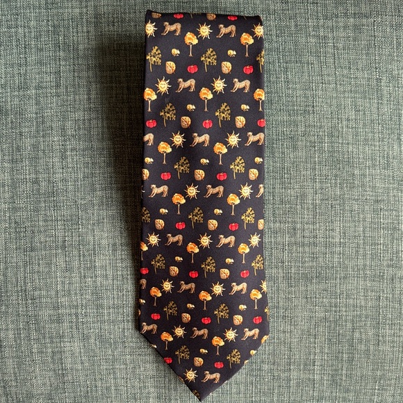 Salvatore Ferragamo Other - Salvadore Ferragamo Men's 100% silk jungle sun leopard animal tie black EUC work
